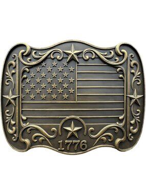 Men 007 Bronze Usa Flag Vintage Cowboy Buckle Texas Map Longhorn Rodeo Belt